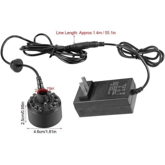 Water Mist Maker 12LED Water Atomizer for Indoor Fountain Pool Water Tank - Picture 5 of 8